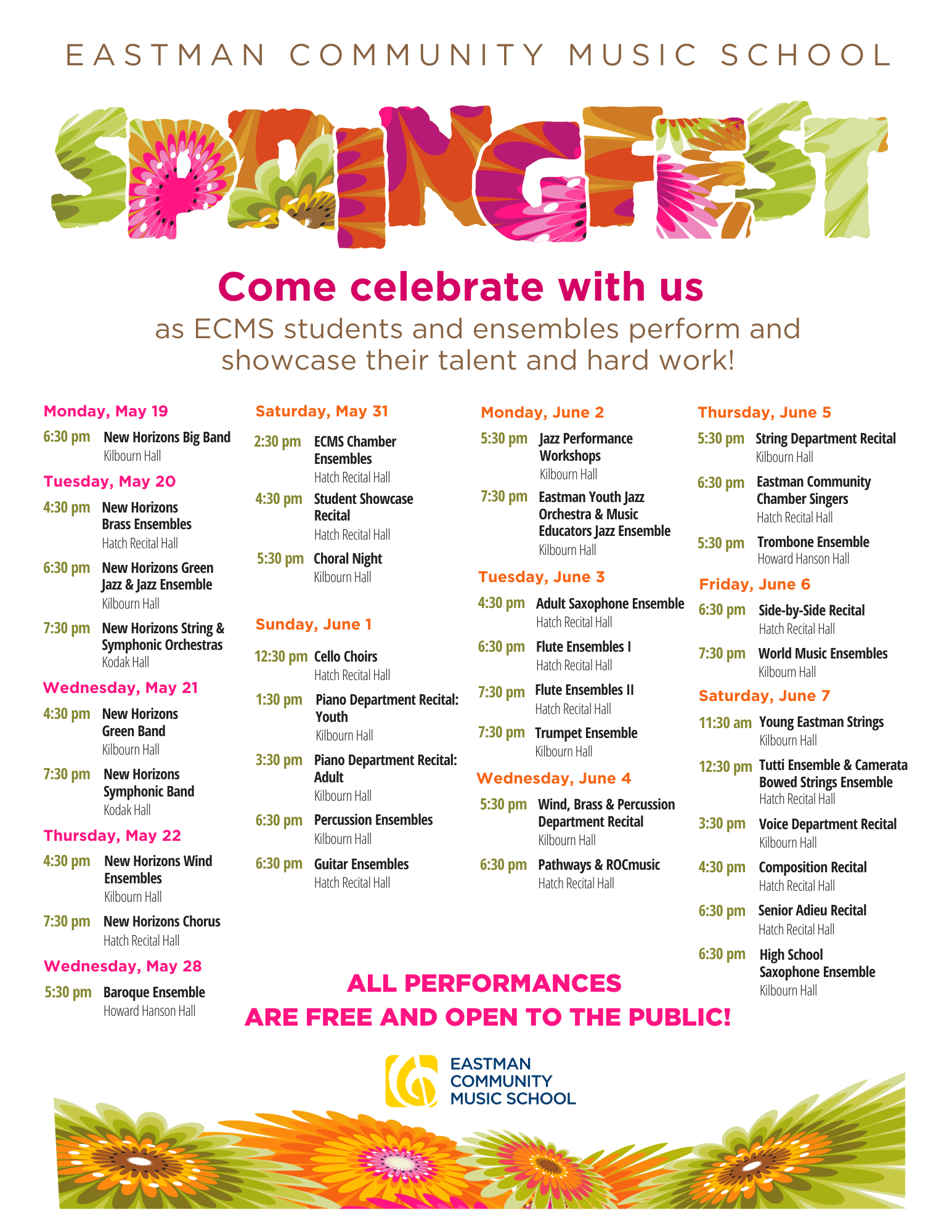 2025 Springfest Schedule
