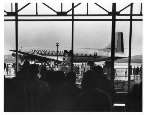Members of the Eastman Philharmonia preparing to board their plane at Rochester