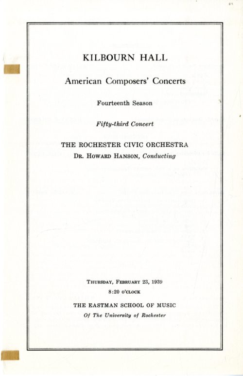 printed program, American Composers’ Concert, February 23