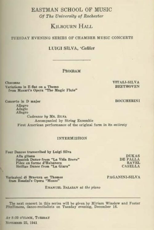 1941 November 25 Luigi Silva Cello