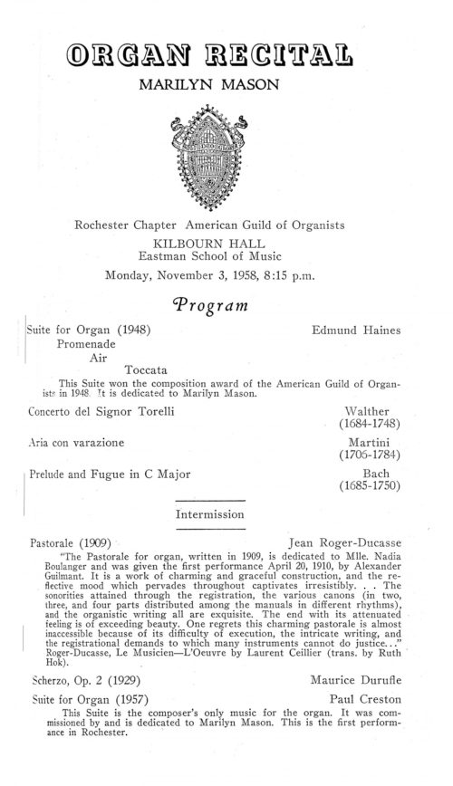 1958 November 3 Marilyn Mason Organ