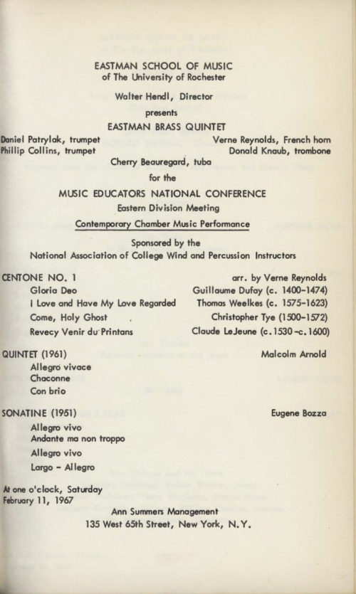 1967 February 11 Eastman Brass Quintet