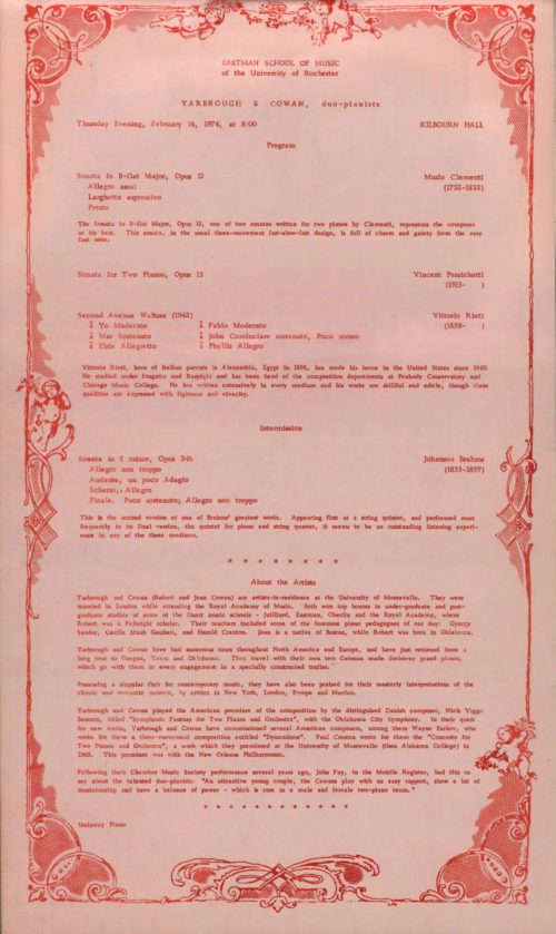 1974 February 14 Duo Pianists