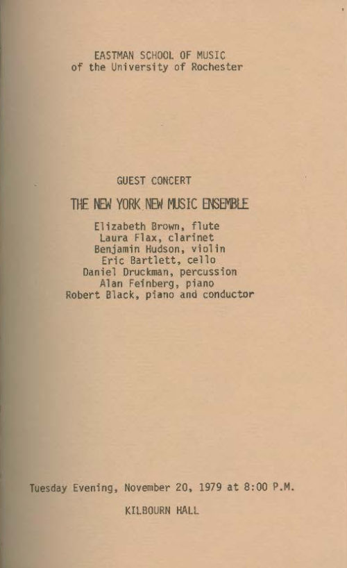 1979 November 20 New York New Music Ensemble page 1