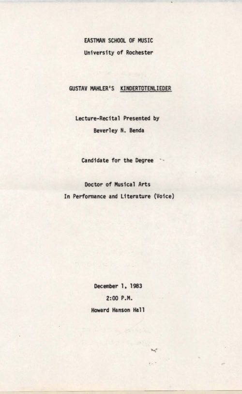 1983 December 1 Kindertotenlieder
