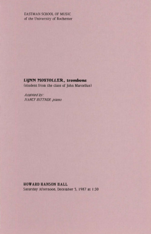 1987 December 5 Lynn Mostoller, Trombone_Page_1