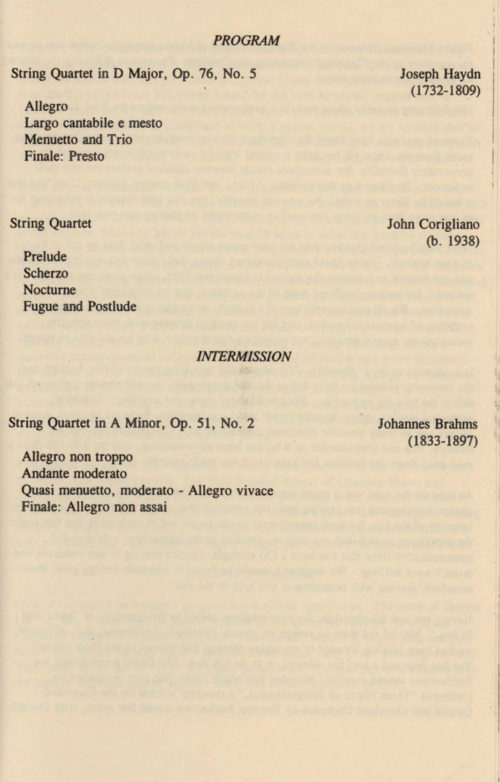 1995 December 16 Cleveland Quartet Farewell concert Page 2
