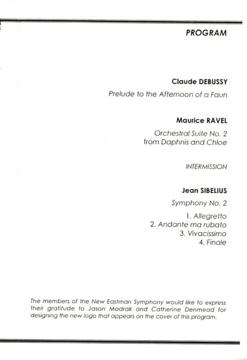 1998 November 11 New Eastman Symphony page 1
