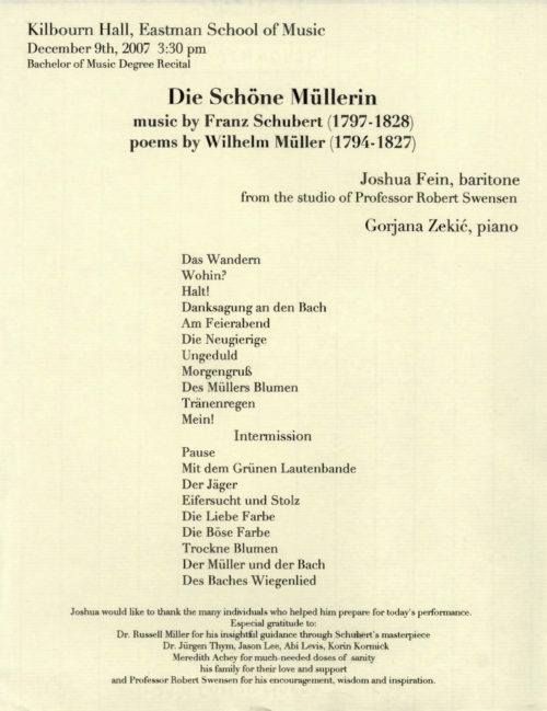 2007 December 9 Die Schone Mullerin