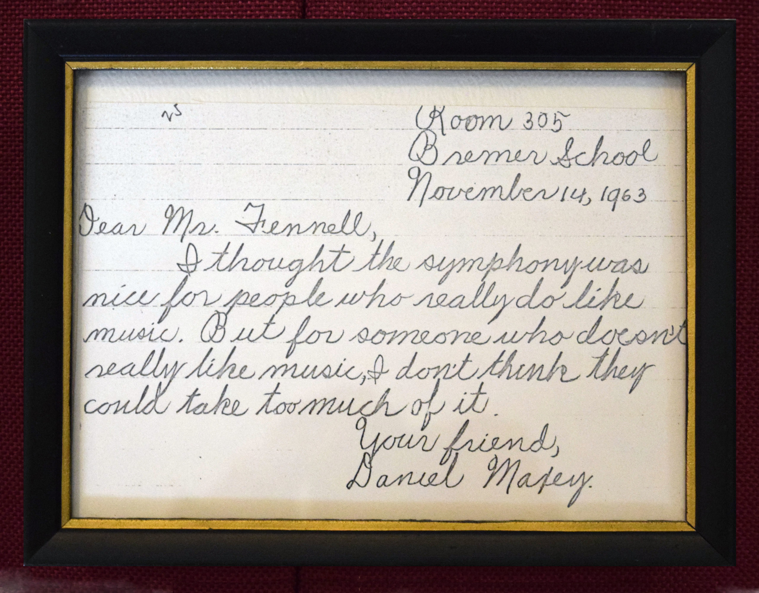 Letter from Daniel Masey
