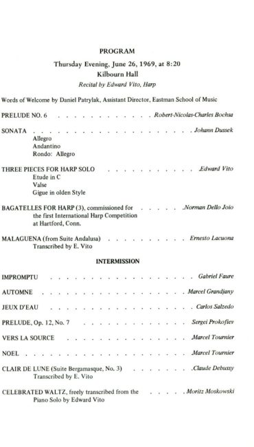 American Harp Society’s 6th annual conference program book