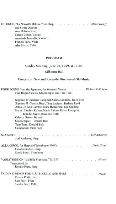 American Harp Society’s 6th annual conference program book
