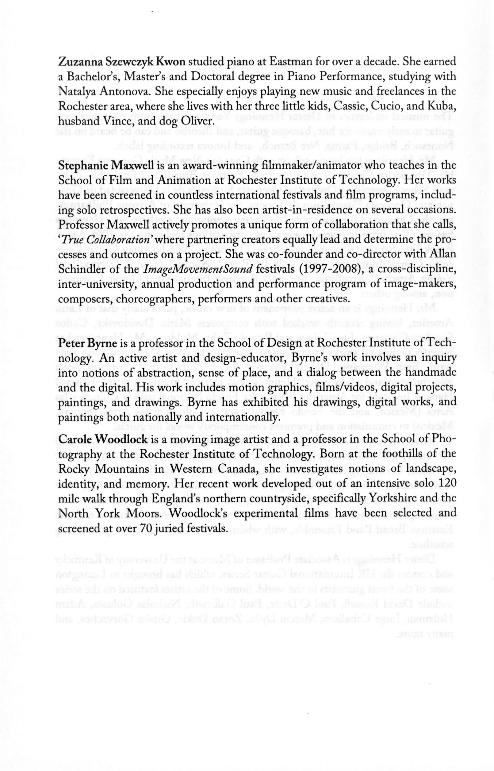 Allan Schindler memorial concert program