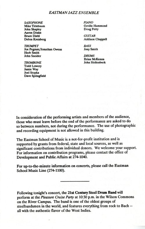 Eastman Jazz Ensemble 20 January 1990 page 5