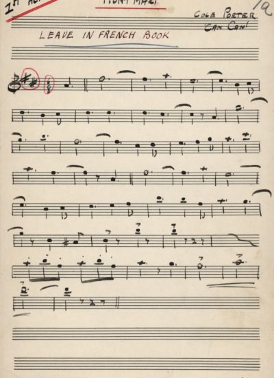 Cole Porter, Montmart. 1st alto saxophone part (ink manuscript). From Sam Forman Dance Orchestra Collection, Box 3, Folder 6.
