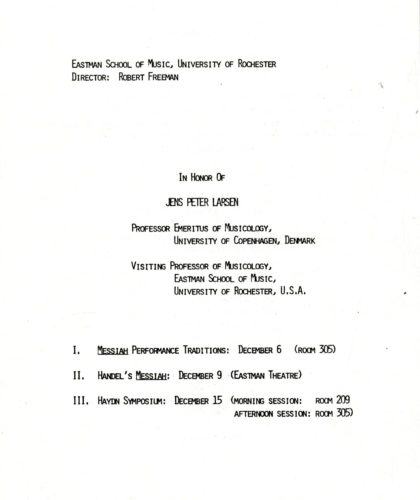 program for Jens Peter Larsen, December 1983