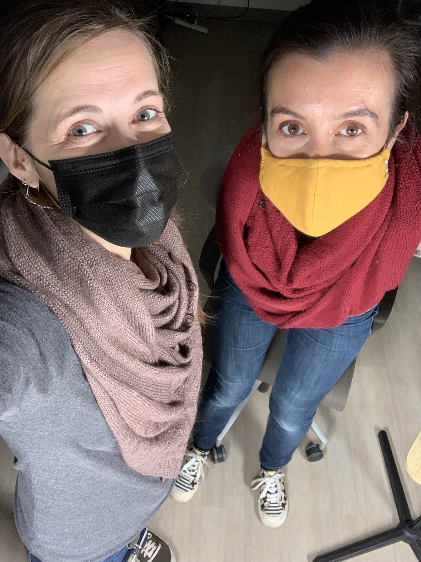 Lisa Wright and Clara Auclair in the Digitization Lab