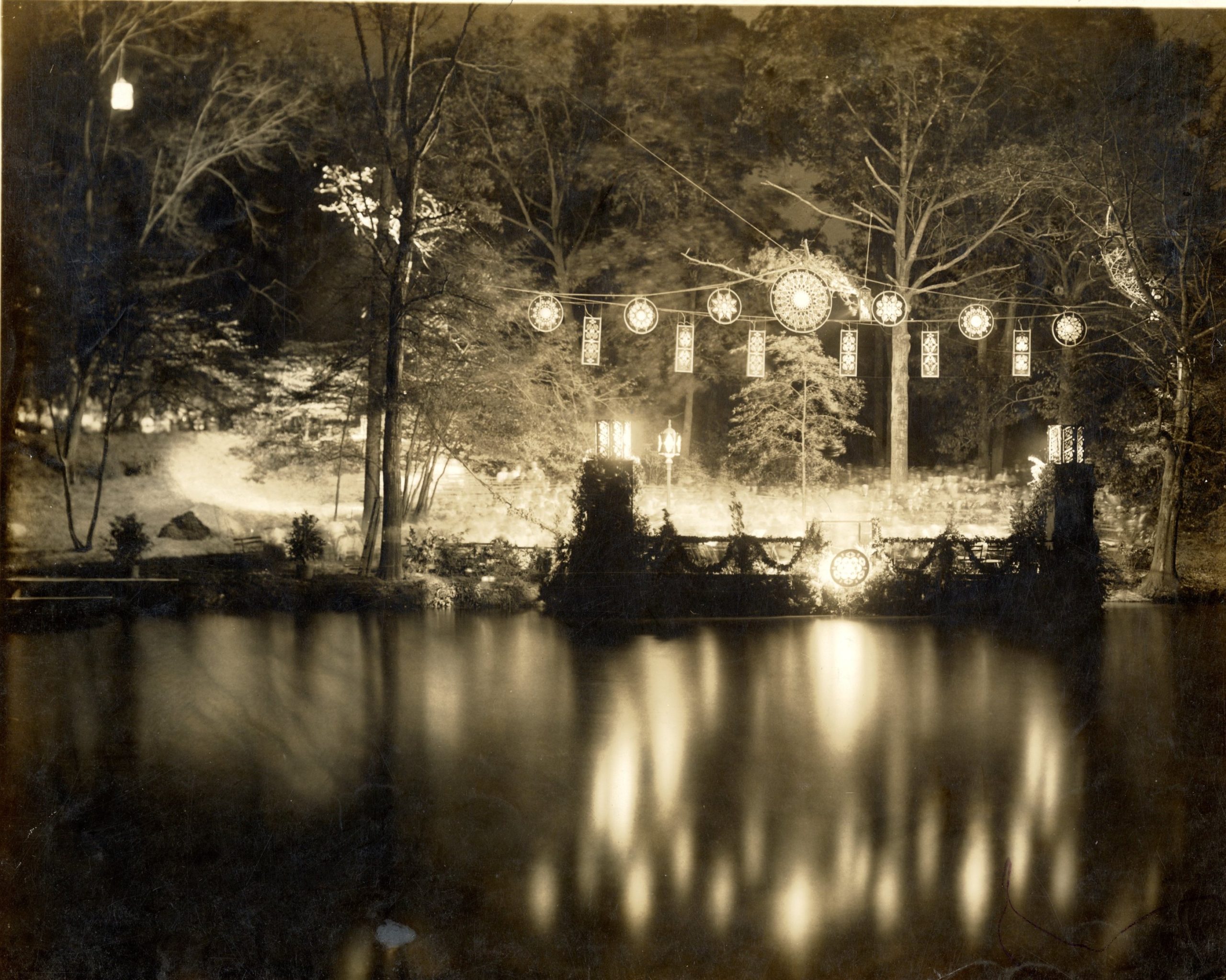Ornamental lanterns hanging in Central Park for the Song and Light Festival.