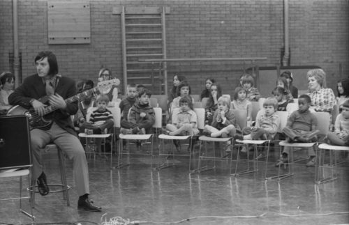 Marian McPartland with her substitute bass player at the World of Inquiry School in Rochester, New York in March, 1971.