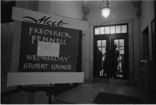 R1490-12A During the joint conference of the CBDNA and the National Wind Ensemble Conference in Rochester, Frederick Fennell met informally with Eastman School students on the afternoon of April 5th, 1972. Two days later he would make a guest conducting appearance with the ensemble that he had founded twenty years earlier.