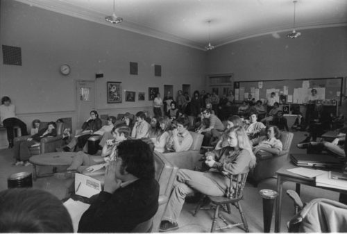 During the joint conference of the CBDNA and the National Wind Ensemble Conference in Rochester, Frederick Fennell met informally with Eastman School students on the afternoon of April 5th, 1972.  Two days later he would make a guest conducting appearance with the ensemble that he had founded twenty years earlier.
