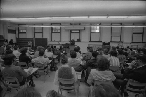 Aaron Copland speaks to Eastman students on May 1st, 1974