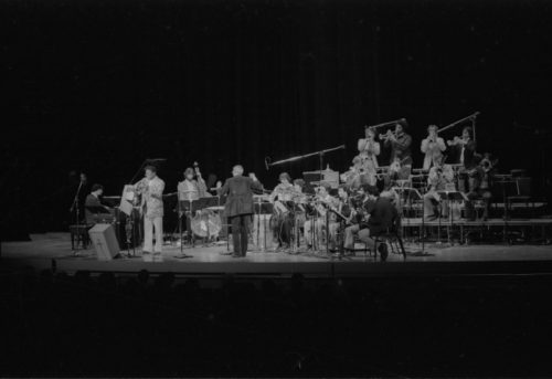 Clark Terry appearing as the featured soloist on-stage in the Eastman Theater, April 23, 1980