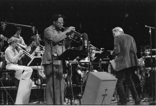 Clark Terry appearing as the featured soloist on-stage in the Eastman Theater, April 23, 1980