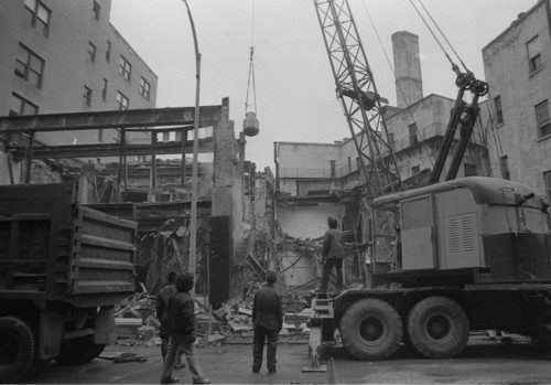 The machinery of demolition.  Aged properties on Gibbs Street begin facing the wrecker’s ball in these photos taken on February 16th, 1983.