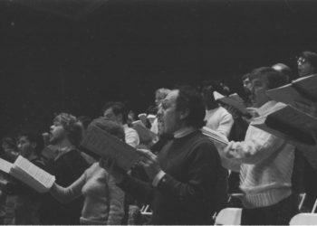 Members of the Eastman Chorale on the day of the Messiah recording session, December 10th, 1983.