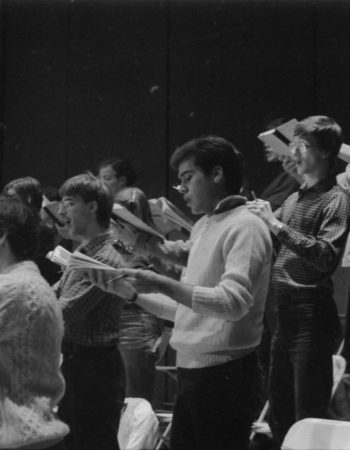 Members of the Eastman Chorale on the day of the Messiah recording session, December 10th, 1983.