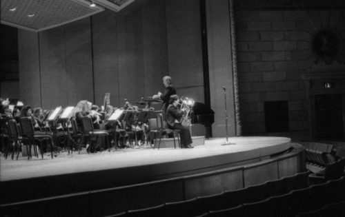 The Eastman Wind Ensemble on-stage in the Eastman Theater: first under Frederick Fennell, and then under Donald Hunsberger, with tuba soloist Toru Miura. 