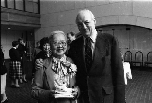 Friends, guests, and other well-wishers greeting Ruth Watanabe