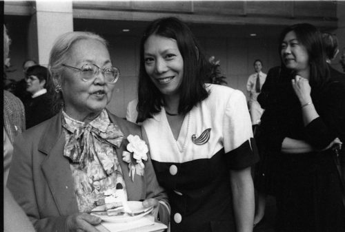 Friends, guests, and other well-wishers greeting Ruth Watanabe