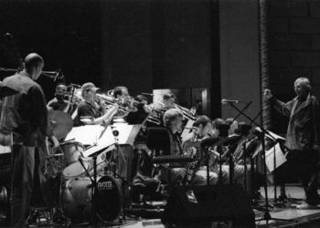 Bob Brookmeyer directing during a run-through in the Eastman Theater.
