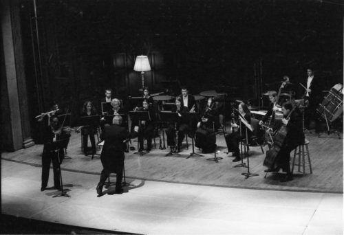 The Eastman Wind Ensemble concert on November 11th included a performance of the rarely heard Violin Concerto featuring faculty artist Charles Castleman as soloist. A vocal ensemble of six Eastman students was featured in the performance of Weill’s Mahagonny Songspiel with texts by Bertolt Brecht.