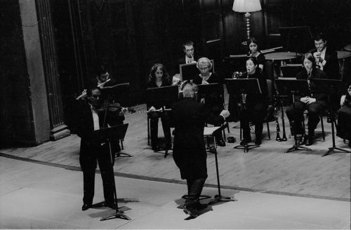 The Eastman Wind Ensemble concert on November 11th included a performance of the rarely heard Violin Concerto featuring faculty artist Charles Castleman as soloist. A vocal ensemble of six Eastman students was featured in the performance of Weill’s Mahagonny Songspiel with texts by Bertolt Brecht. The Eastman Wind Ensemble concert on November 11th included a performance of the rarely heard Violin Concerto featuring faculty artist Charles Castleman as soloist. A vocal ensemble of six Eastman students was featured in the performance of Weill’s Mahagonny Songspiel with texts by Bertolt Brecht.