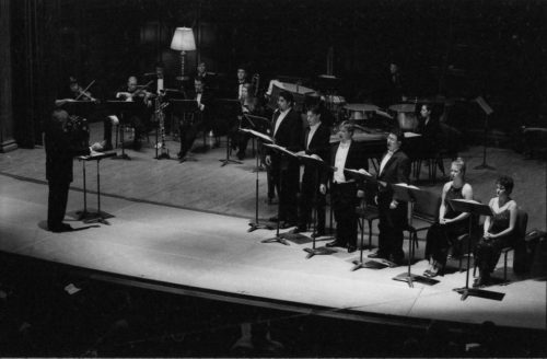 The Eastman Wind Ensemble concert on November 11th included a performance of the rarely heard Violin Concerto featuring faculty artist Charles Castleman as soloist. A vocal ensemble of six Eastman students was featured in the performance of Weill’s Mahagonny Songspiel with texts by Bertolt Brecht.