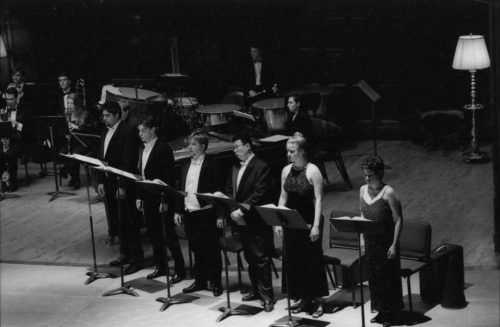 The Eastman Wind Ensemble concert on November 11th included a performance of the rarely heard Violin Concerto featuring faculty artist Charles Castleman as soloist. A vocal ensemble of six Eastman students was featured in the performance of Weill’s Mahagonny Songspiel with texts by Bertolt Brecht.