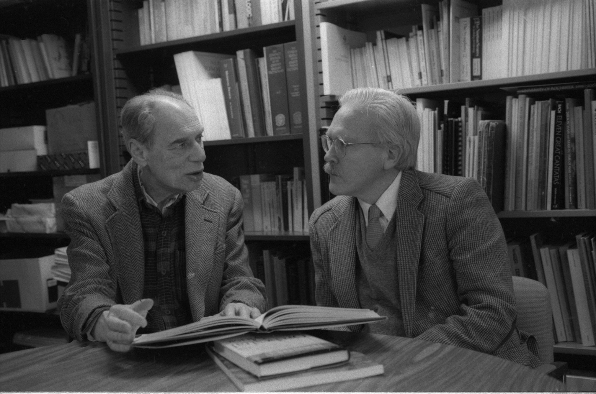 Dr. Mann and Dr. Weinert, photographed on December 16th, 1998 by Louis Ouzer.  Louis Ouzer Archive.  Master negative nos. R4341-7 and R4341-25.