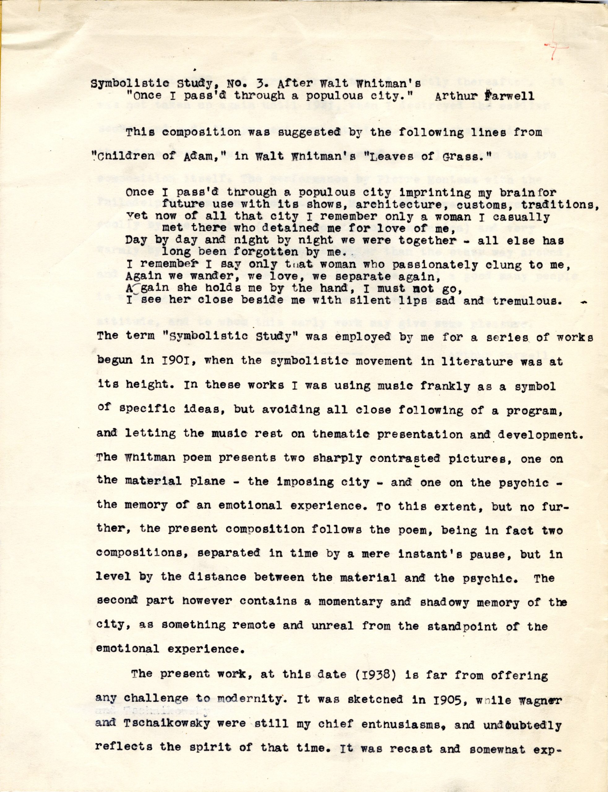 Symbolic Study No. 3 composer’s note, page 1.