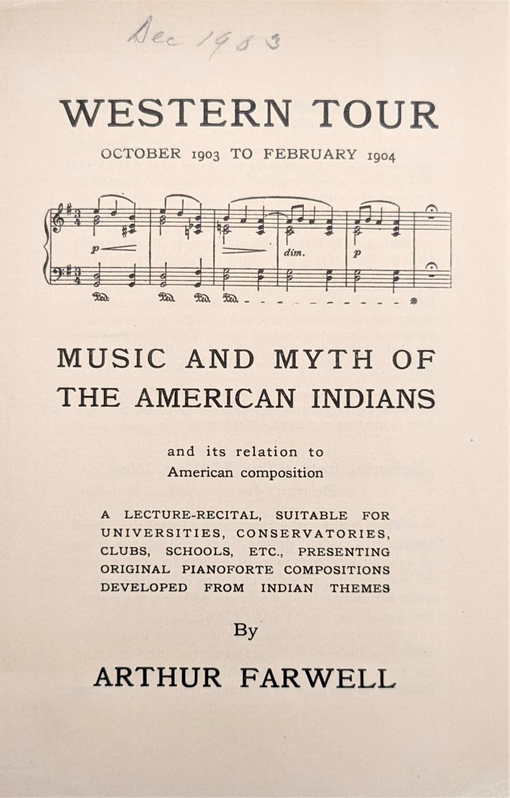 Western Tour brochure 1903
