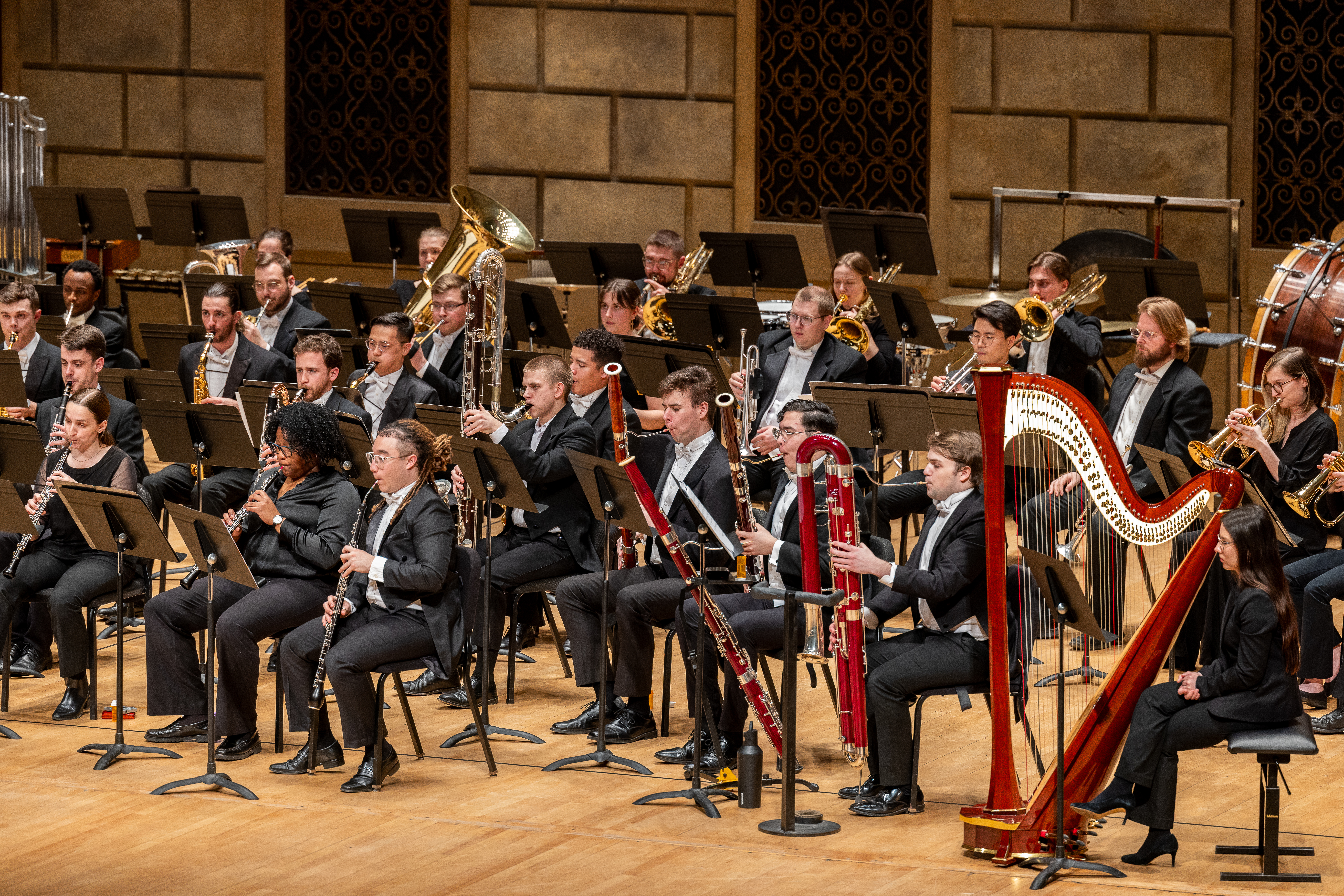 Eastman Wind Ensemble performing with Alexa Tarantino in Kodak Hall