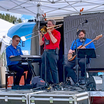 Antonio García '85E (MM) performing on trombone with the JATS faculty. Photo by Mary García.
