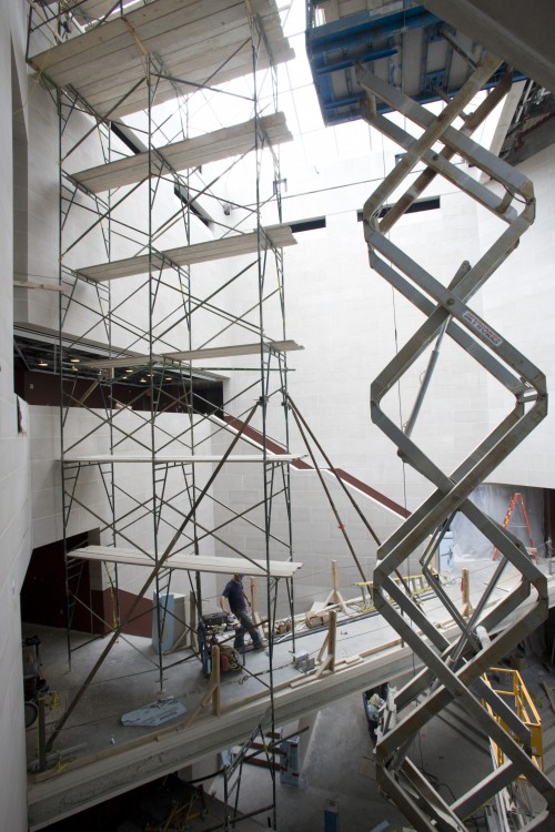 Progress in the Wolk Atrium and on the entrance to Kodak Hall continues