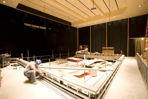 Work proceeds on the mezzanine level