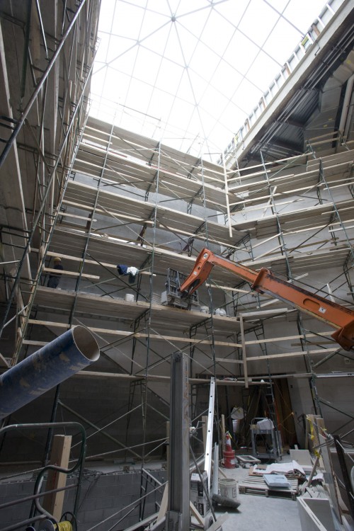 The five-story atrium will link the new building and the historic Eastman Theatre