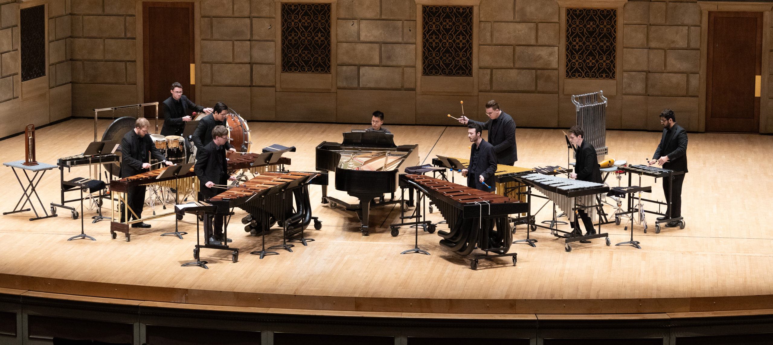 Percussion Ensemble on Stage in Kodak Hall at Eastman Theatre