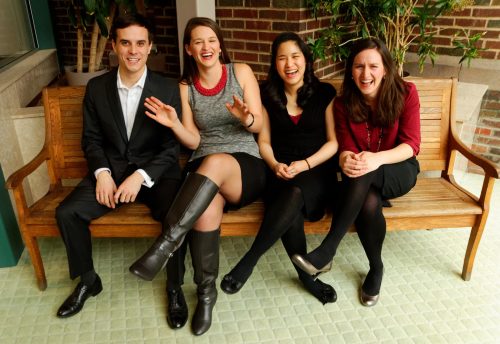 image of students on bench