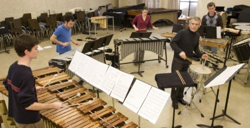 Michael Burritt in rehearsal with the Eastman Percussion Ensemble